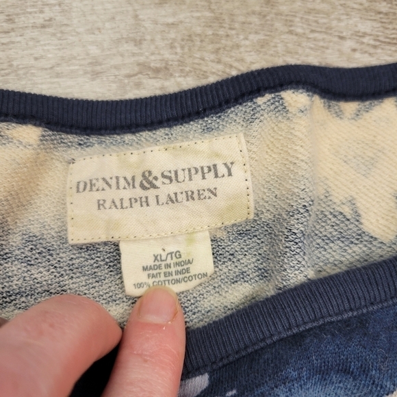 Denim & Supply Blue South Western Cropped Sweatshirt - Picture 2 of 4